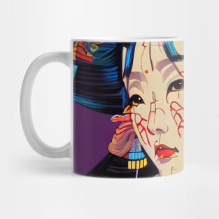 Cyber geisha illustration, colorful retro design Mug